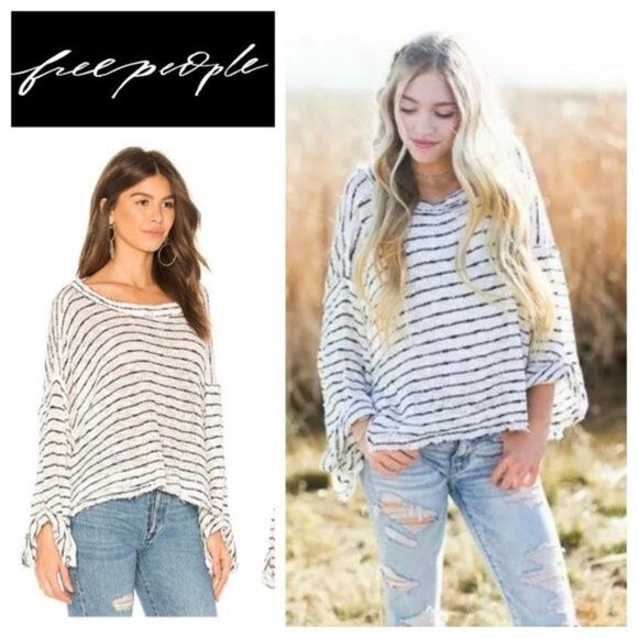 Free People Island Girl Hacci Top - size XS in Black/White - Picture 3 of 14